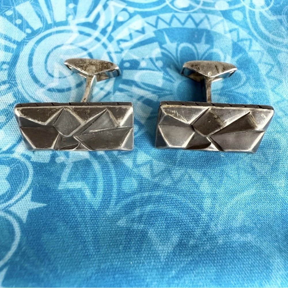 John Hardy Sterling Silver Cufflinks Men’s Classic Rectangular Weave Woven 925